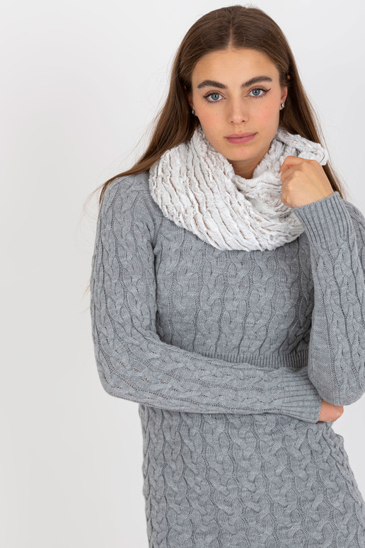 Bílo-hnědý zimní komín z umělé kožešiny