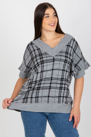 Šedá pletená kostkovaná...