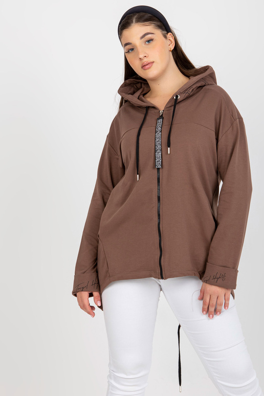 Hnědé nadrozměrné kardigany s mikinou...