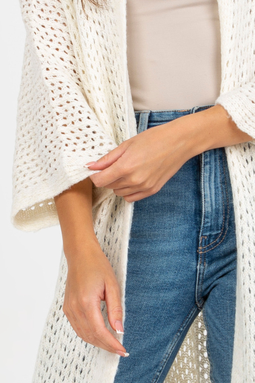 Ecru dlouhý prolamovaný oversize...