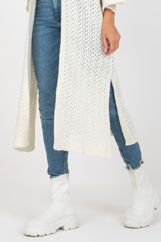 Ecru dlouhý prolamovaný oversize...