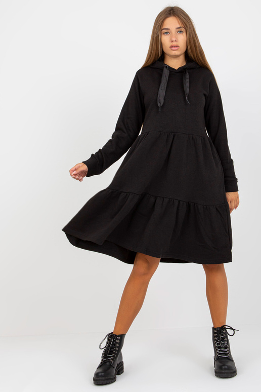 Černé rozevláté mikinové šaty s...