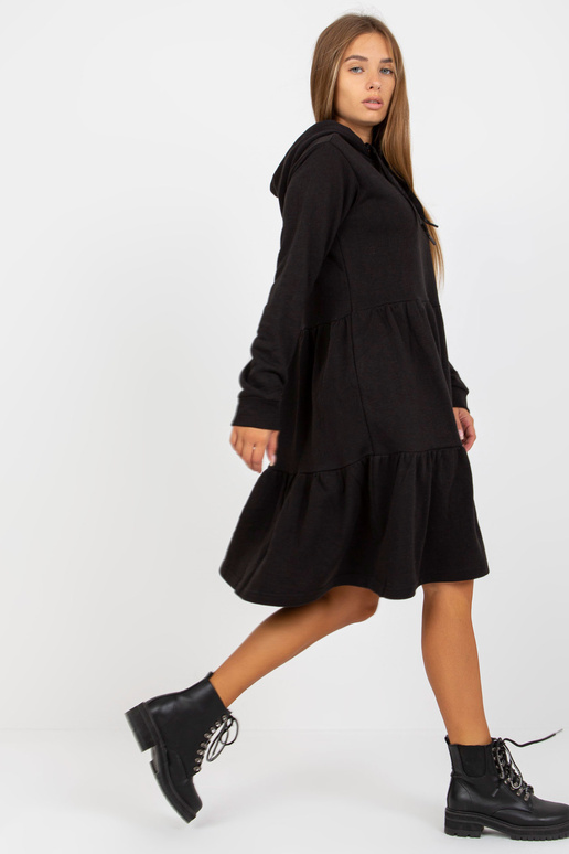 Černé rozevláté mikinové šaty s...