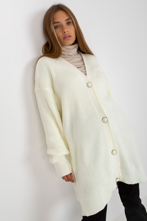 Ecru dlouhý svetr s ozdobnými...