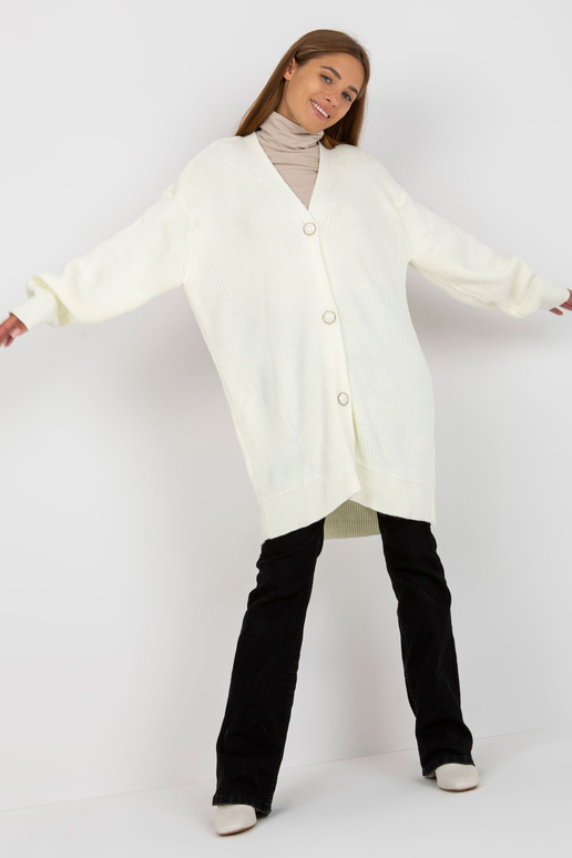 Ecru dlouhý svetr s ozdobnými...