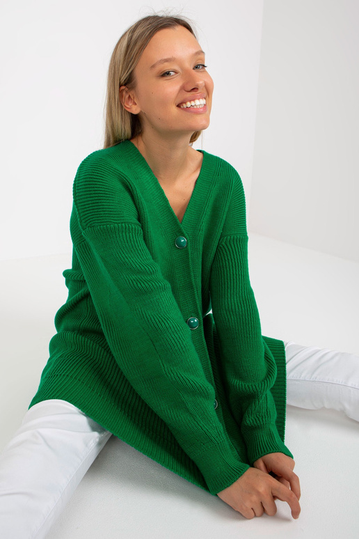 Zelený dlouhý oversized cardigan RUE...