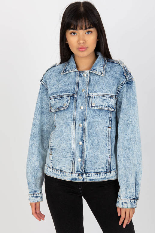 Modrá dámská džínová bunda s kapsami