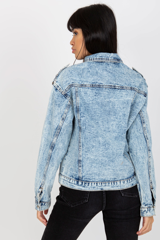 Modrá dámská džínová bunda s kapsami