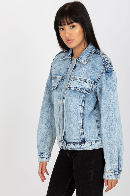 Modrá dámská džínová bunda s kapsami