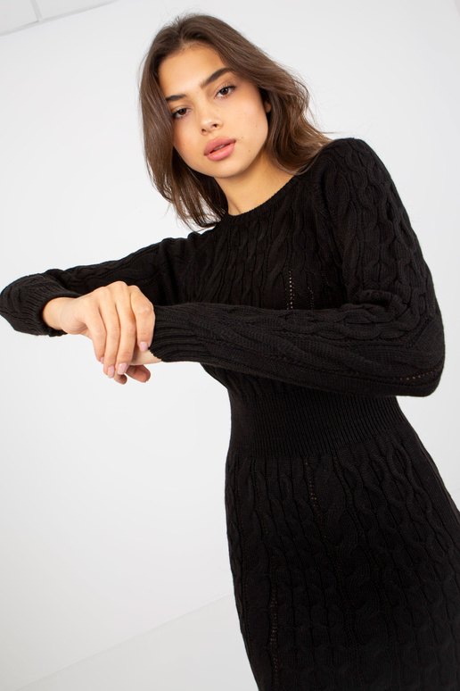 Černé midi šaty s rozparkem RUE PARIS Černé midi šaty s rozparkem RUE PARIS