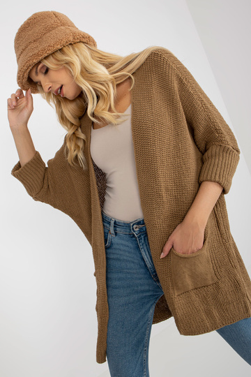 Velbloudí volný kardigan s... 2