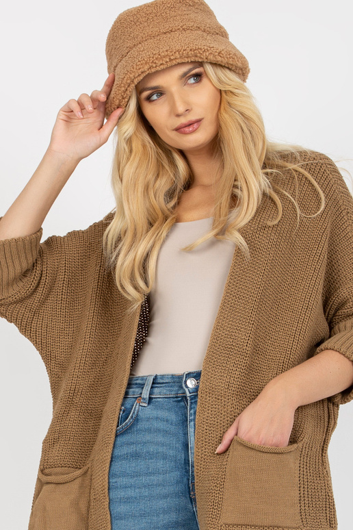 Velbloudí volný kardigan s 3/4 rukávy... Velbloudí volný kardigan s 3/4 rukávy...