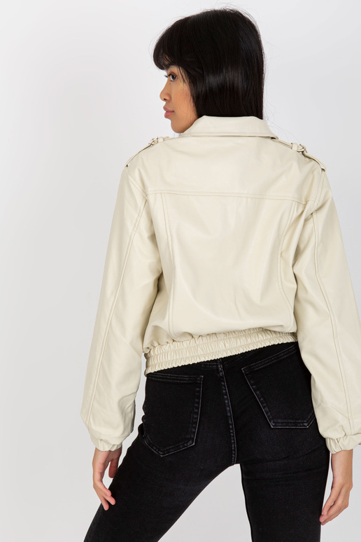 Světle béžová krátká bunda z ekokůže...
