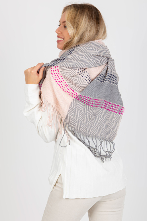 Světle růžová a šedá dámská zimní...