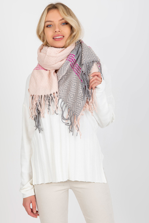 Světle růžová a šedá dámská zimní...