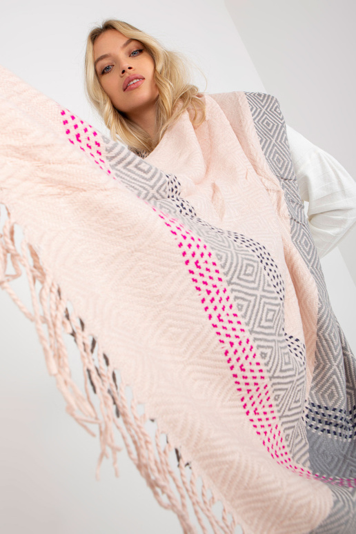 Světle růžová a šedá dámská zimní...