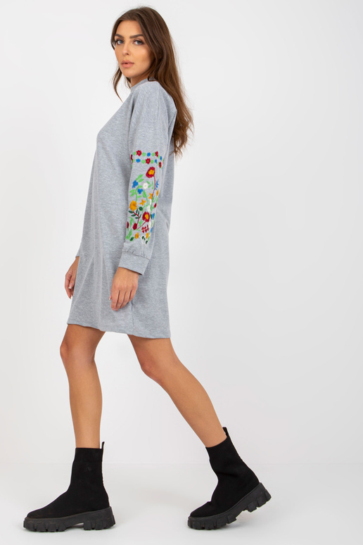 Šedé melanžové mikinové šaty s...