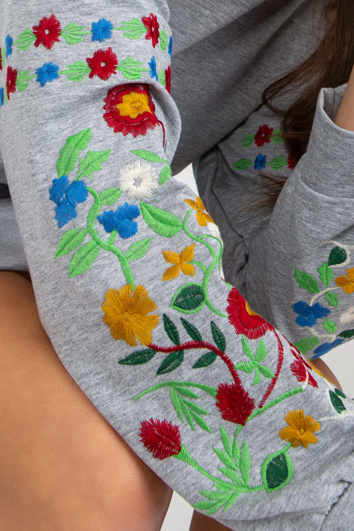 Šedé melanžové mikinové šaty s...