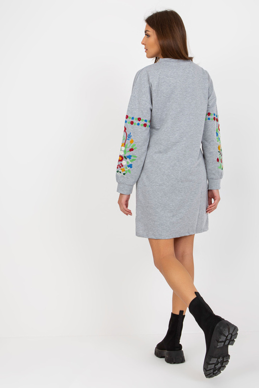 Šedé melanžové mikinové šaty s...