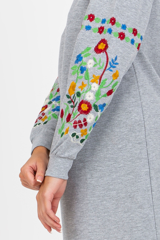 Šedé melanžové mikinové šaty s...