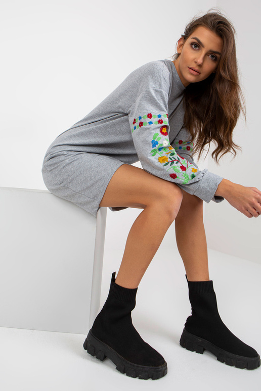 Šedé melanžové mikinové šaty s...