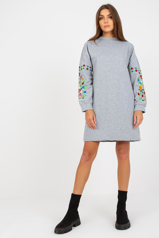 Šedé melanžové mikinové šaty s...