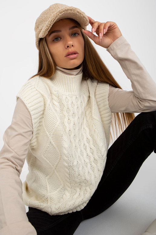 Bílá pletená vesta s kabely SUBLEVEL Bílá pletená vesta s kabely SUBLEVEL