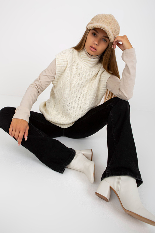 Bílá pletená vesta s kabely SUBLEVEL Bílá pletená vesta s kabely SUBLEVEL