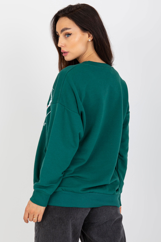 Tmavě zelená bavlněná mikina s potiskem Tmavě zelená bavlněná mikina s potiskem