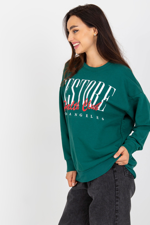 Tmavě zelená bavlněná mikina s potiskem Tmavě zelená bavlněná mikina s potiskem