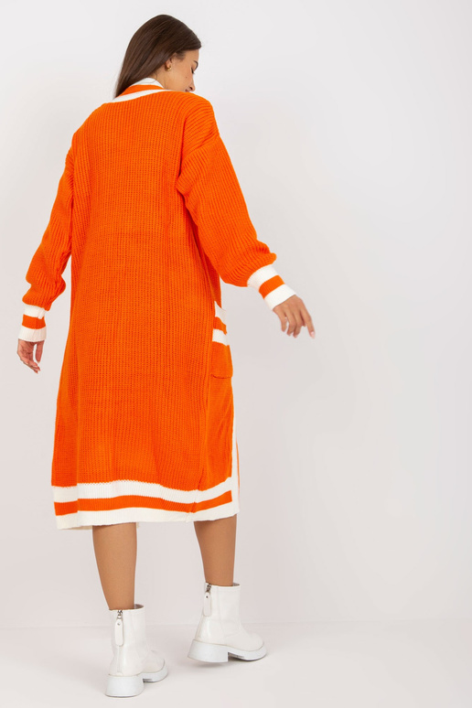 Oranžový dlouhý kardigan bez zapínání...