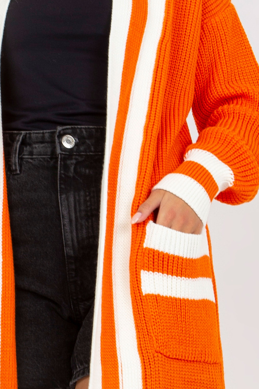 Oranžový dlouhý kardigan bez zapínání...