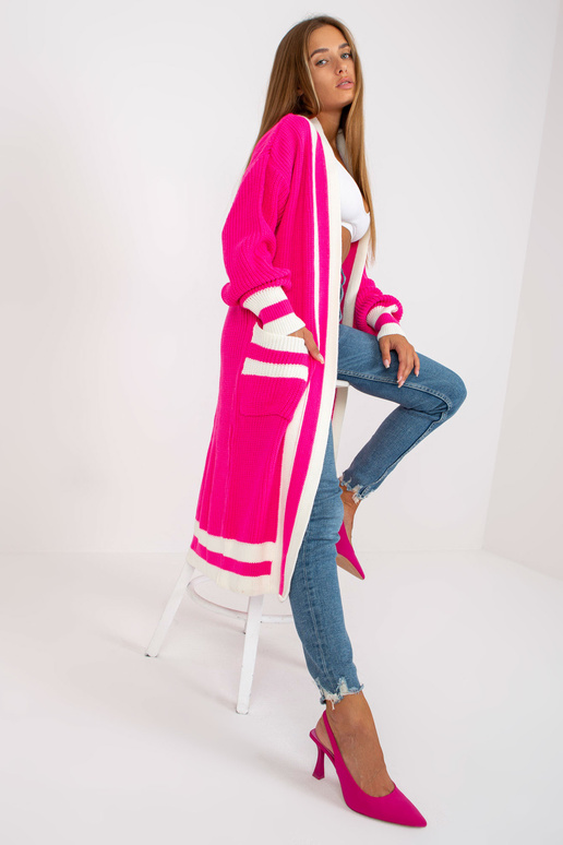 Růžový oversized cardigan s kapsami...