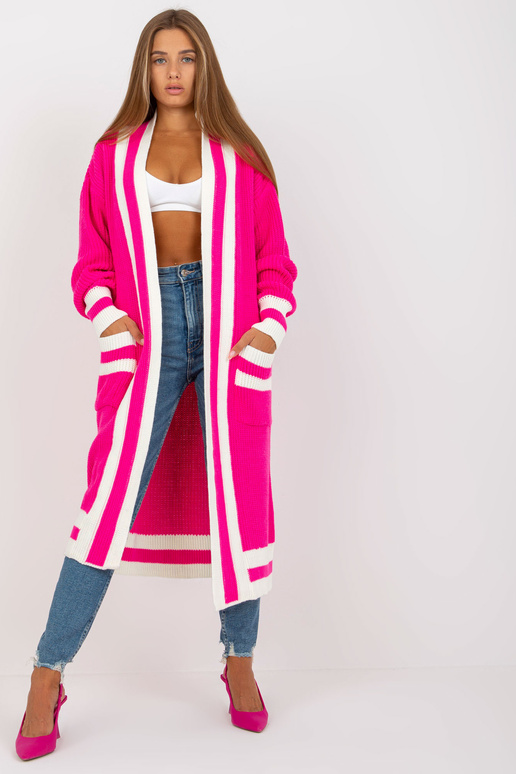 Růžový oversized cardigan s kapsami...