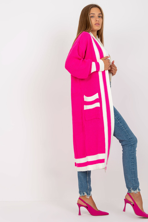 Růžový oversized cardigan s kapsami...