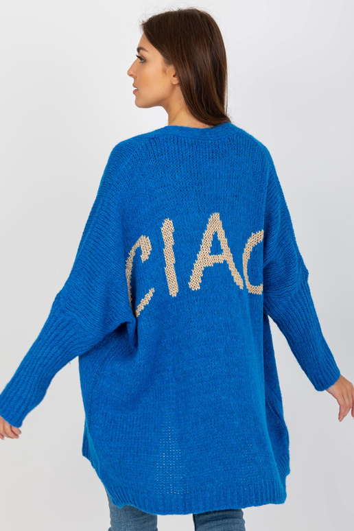 Tmavě modrý dámský kardigan s vlnou...