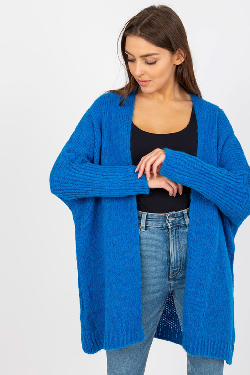 Tmavě modrý dámský kardigan s vlnou...