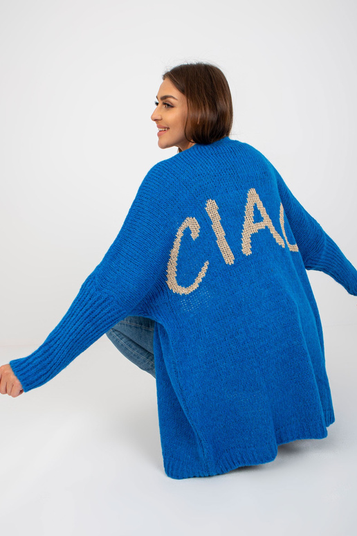 Tmavě modrý dámský kardigan s vlnou...