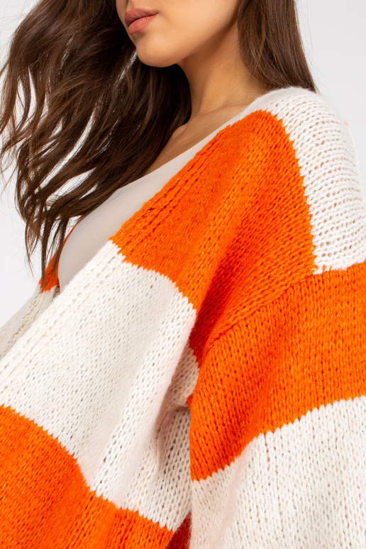 Ecru-oranžový pletený cardigan s... Ecru-oranžový pletený cardigan s...