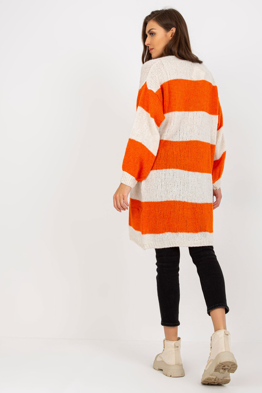 Ecru-oranžový pletený cardigan s... Ecru-oranžový pletený cardigan s...