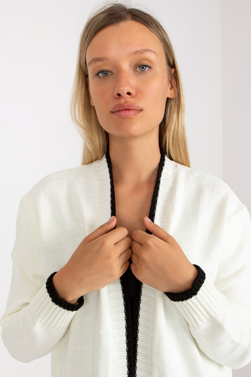 Ecru-černý dámský kardigan bez...