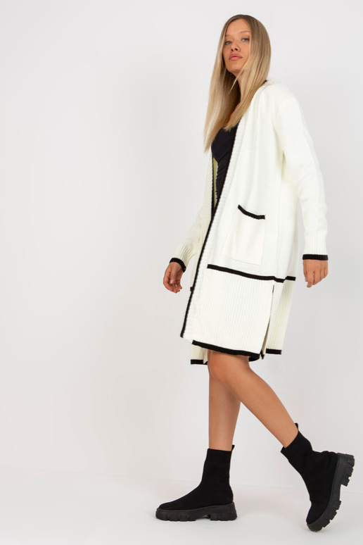 Ecru-černý dámský kardigan bez...