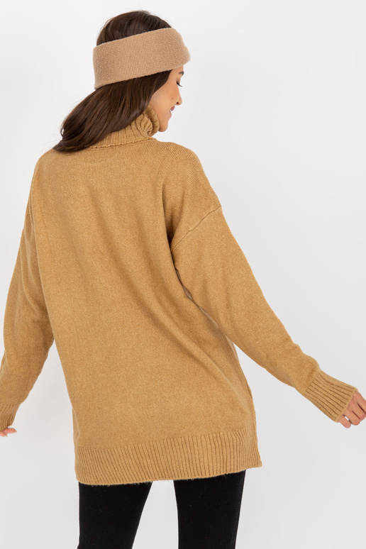 Velbloudí dlouhý svetr s vysokým...