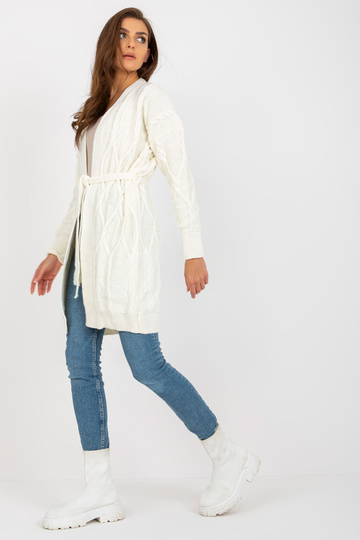 Ecru dlouhý kardigan se...