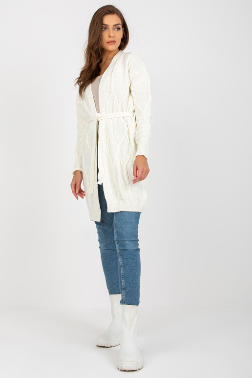 Ecru dlouhý kardigan se zavazováním...