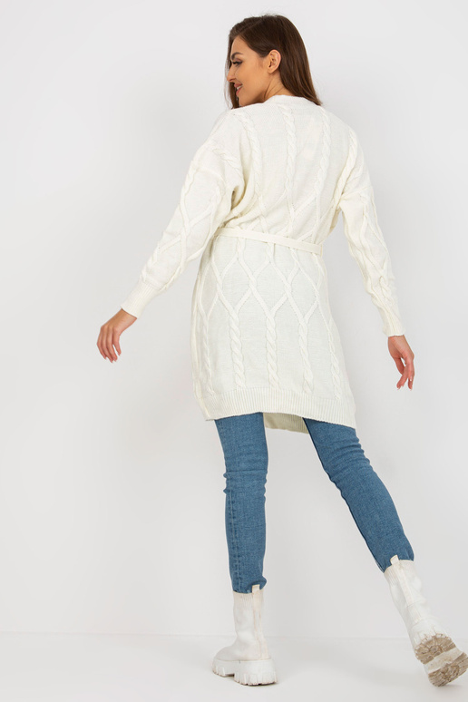 Ecru dlouhý kardigan se zavazováním...