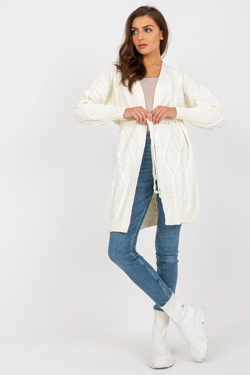 Ecru dlouhý kardigan se zavazováním...