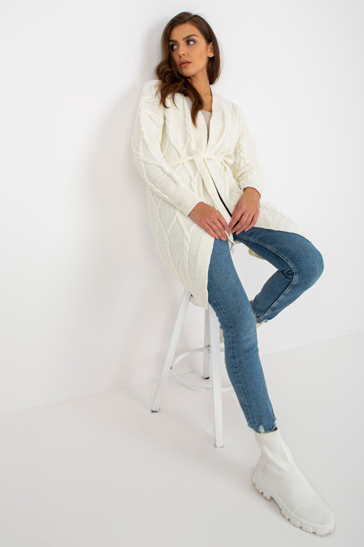 Ecru dlouhý kardigan se zavazováním...