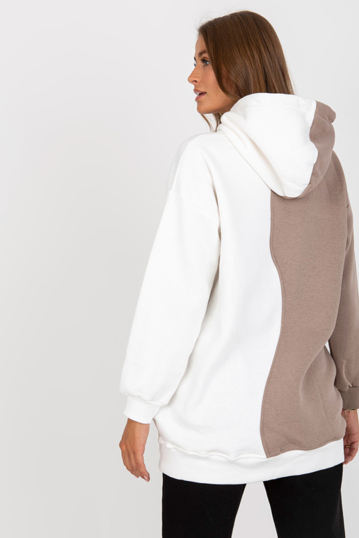 Béžovo-bílá basic mikina s kapucí RUE...