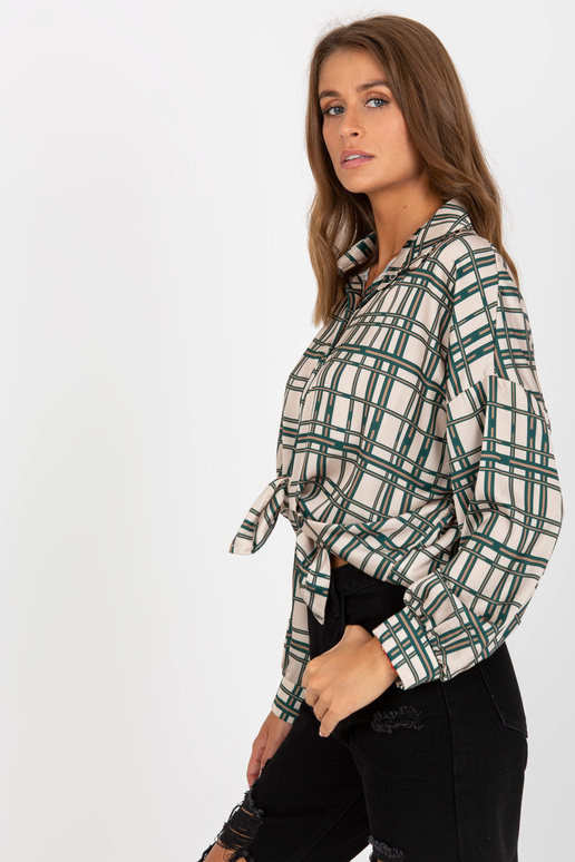 Béžová kostkovaná košile s imitací...